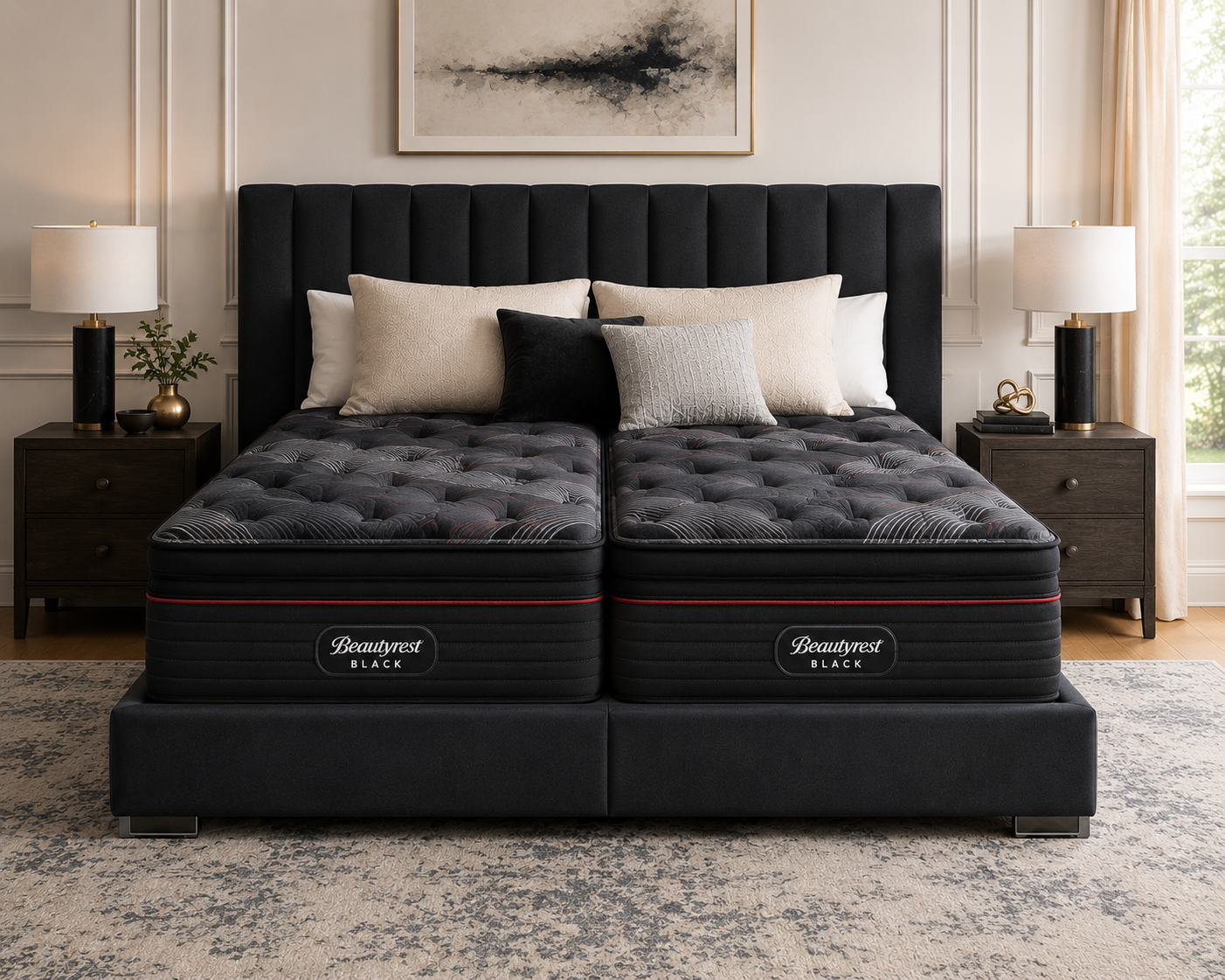 Beautyrest Black Series 2 MEDIUM Split Cal King Mattress #MMP306 (redstripe)